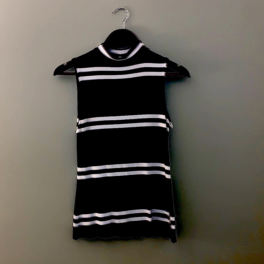 Black and White stripped turtleneck tank top